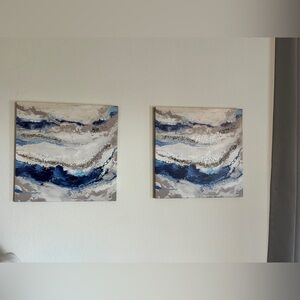 Textured coastal wall art on canvas